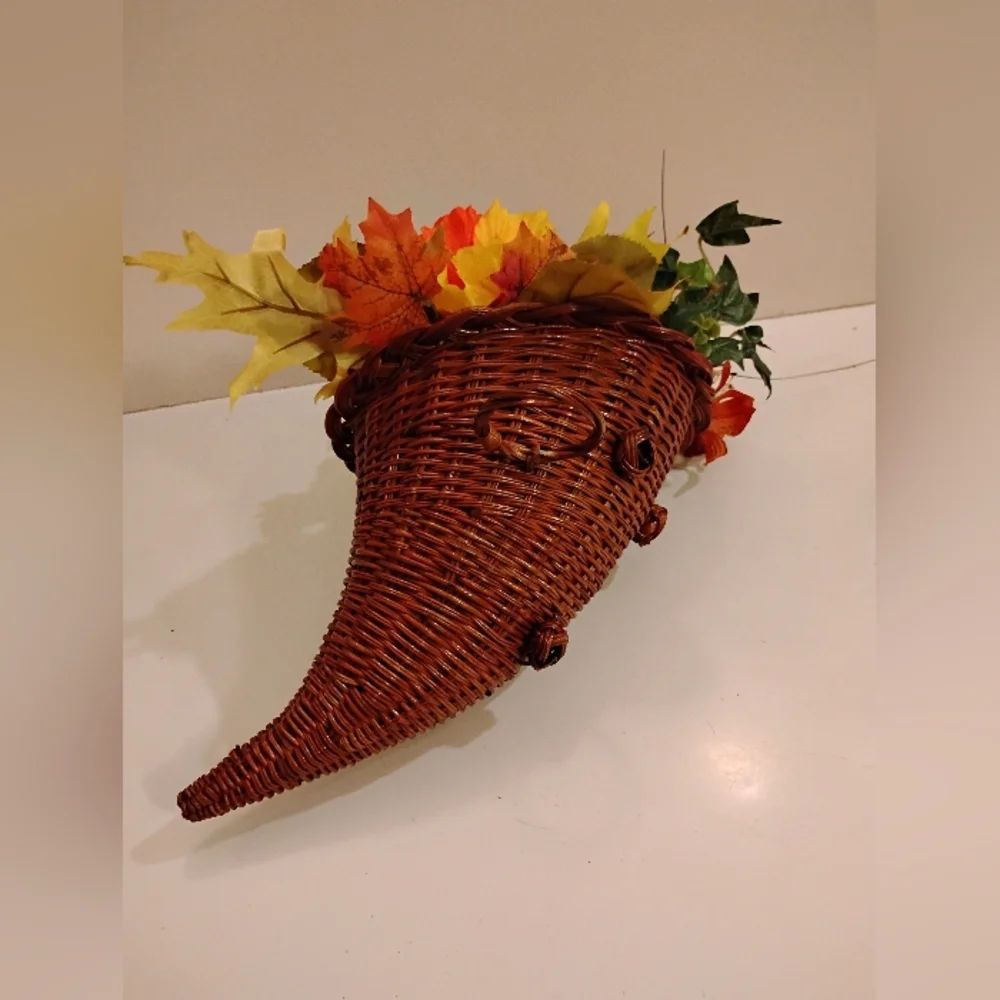 Autumn Cornucopia with Orange & Yellow Accents Of Harvest Flowers Leaves Berries